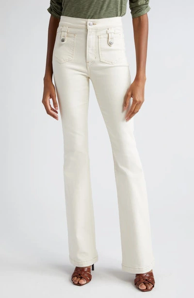 Shop Veronica Beard Beverly High Waist Skinny Flare Jeans In Ecru