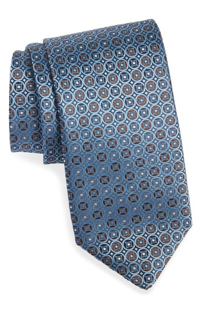 Shop Canali Geometric Silk Tie In Blue