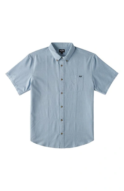Shop Billabong Kids' All Day Short Sleeve Button-down Shirt In Powder Blue