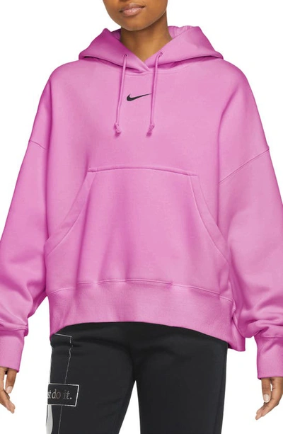 Shop Nike Sportswear Phoenix Fleece Pullover Hoodie In Playful Pink/ Black