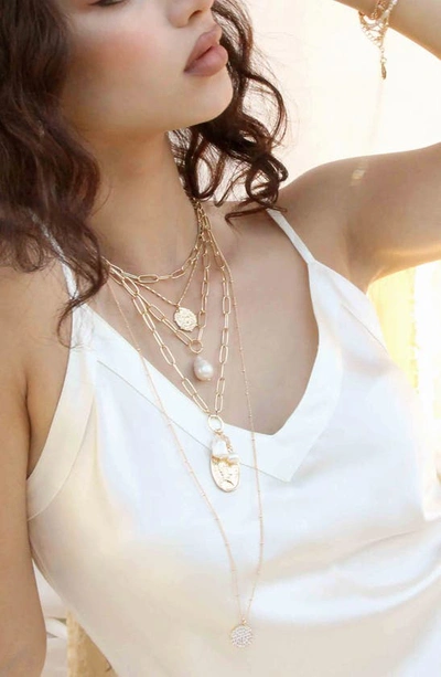 Shop Ettika Freshwater Pearl Pendant Necklace In Gold