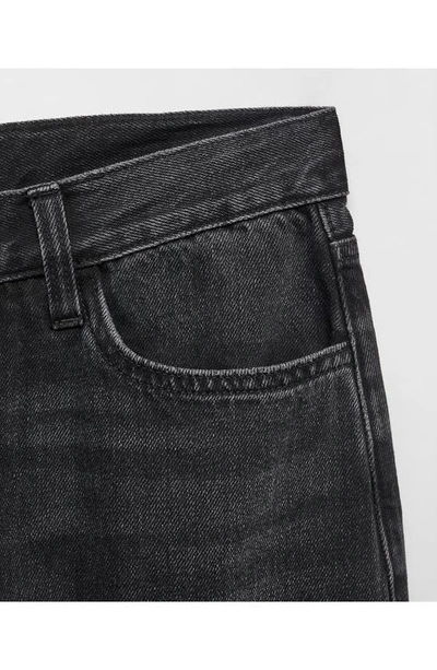 Shop Mango Mid Rise Wide Leg Jeans In Black Denim