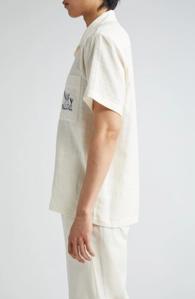 Shop Palmes Martini Embroidered Cotton Camp Shirt In Off-white