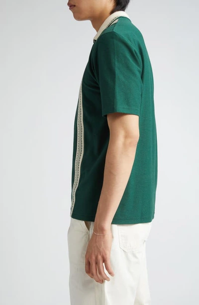 Shop Palmes Luca Organic Cotton Piqué Zip Polo In Green