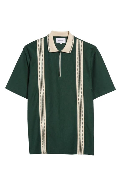 Shop Palmes Luca Organic Cotton Piqué Zip Polo In Green