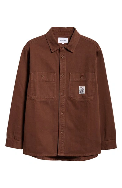 Shop Palmes Roland Cotton Twill Overshirt In Brown