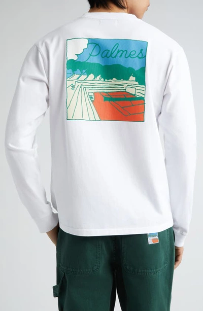 Shop Palmes Sunset Long Sleeve Graphic T-shirt In White