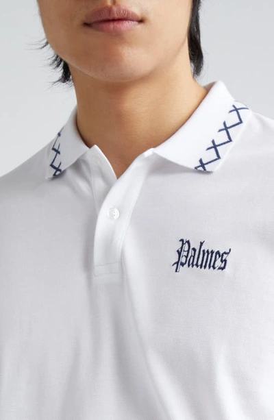 Shop Palmes Spencer Embroidered Cotton Piqué Polo In White