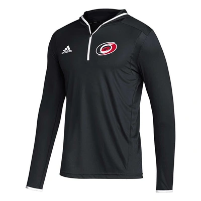 Shop Adidas Originals Adidas Black Carolina Hurricanes Team Long Sleeve Quarter-zip Hoodie T-shirt