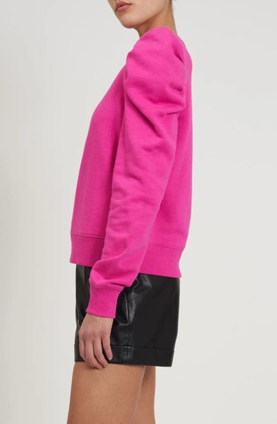 Shop Rebecca Minkoff Janine Puff Sleeve Sweatshirt In Hot Pink