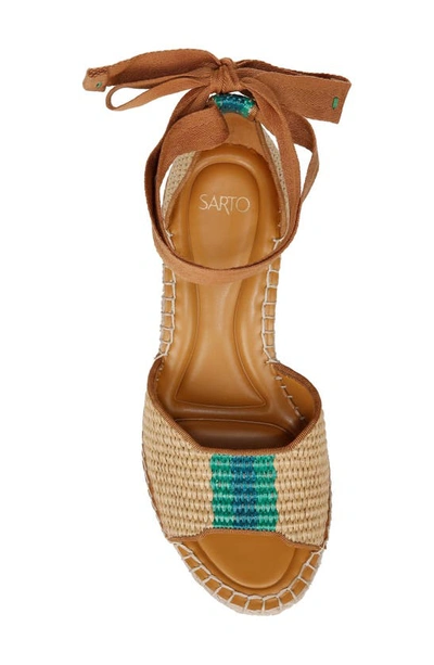 Shop Sarto By Franco Sarto Casey Ankle Wrap Espadrille Platform Wedge Sandal In Natural