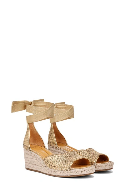 Shop Sarto By Franco Sarto Casey Ankle Wrap Espadrille Platform Wedge Sandal In Gold