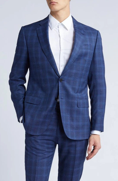Shop Emporio Armani G-line Windowpane Check Wool Suit In Blue