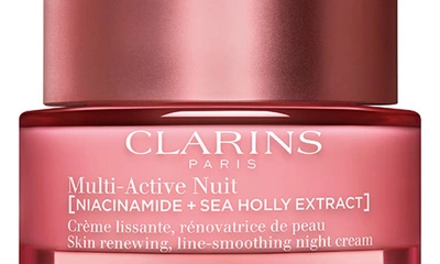 Clarins Multi-active Night Moisturizer For Lines, Pores, Glow With Niacinamide - Dry Skin 1.7 Oz.