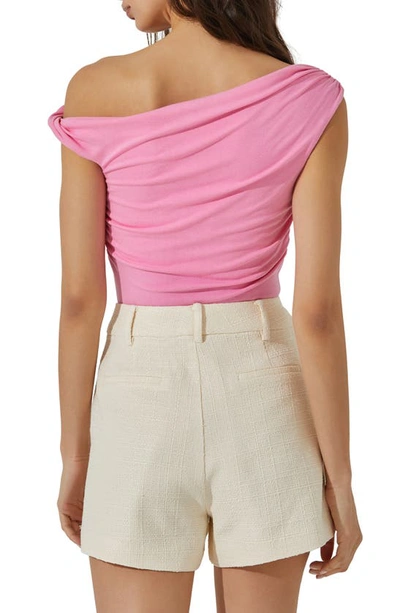 Shop Astr Fiora One-shoulder Bodysuit In Pink