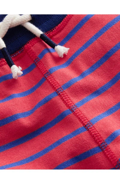 Shop Mini Boden Kids' Stripe Cotton Jersey Shorts In Jam Red/blue Heron