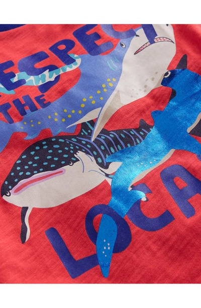 Shop Mini Boden Kids' Sharks Cotton Graphic T-shirt In Jam Red Sharks