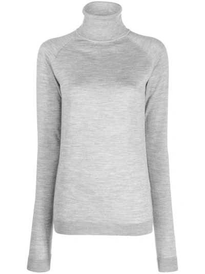 Shop Armarium Wool And Cashmere Blend High Neck Sweater In Grey
