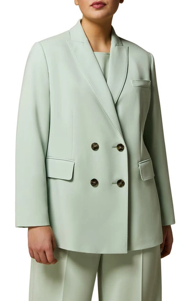 Shop Marina Rinaldi Double Breasted Cady Jacket In Pastel Green