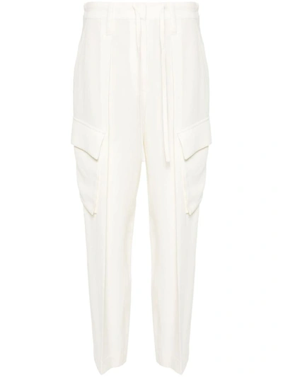 Shop Brunello Cucinelli Trousers With Monili Details In White