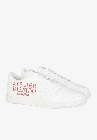 Shop Valentino Atelier 07 Low-top Leather Sneakers Camouflage Edition In White