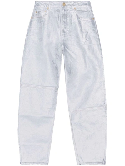 Shop Ganni Stary Jeans In Silver