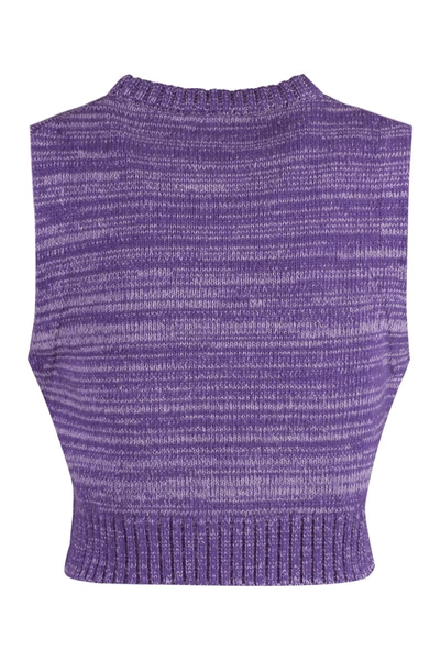 Shop Ganni Wool Vest In Purple
