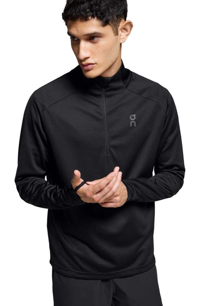 Shop On Climate Knit Quarter Zip Running Top In Black