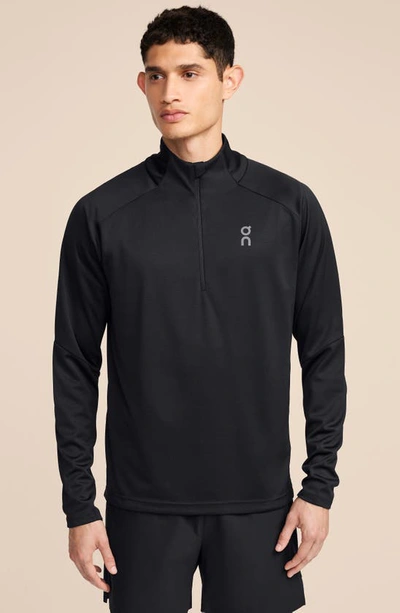On Climate Knit Quarter Zip Running Top In Black