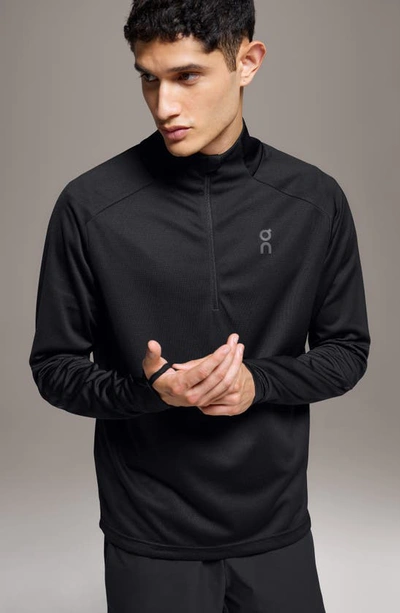 Shop On Climate Knit Quarter Zip Running Top In Black