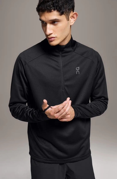 On Climate Knit Quarter Zip Running Top In Black