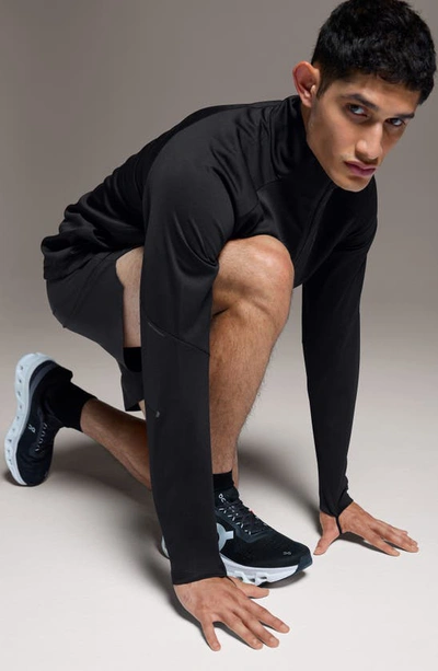 On Climate Knit Quarter Zip Running Top In Black