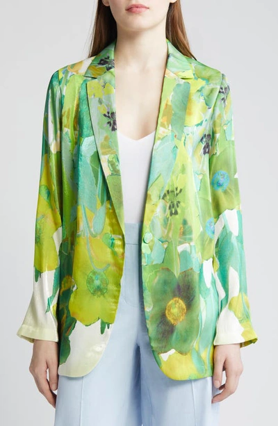 Shop Kobi Halperin Marnie Floral Print Blazer In Olive Multi