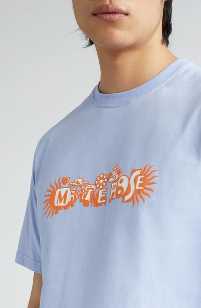 Shop Martine Rose Classic Cotton Graphic T-shirt In Pale Blue/ Megatrip