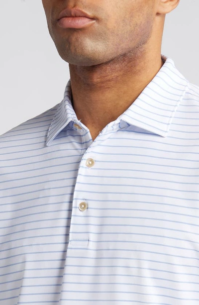 Peter Millar Drum Stripe Performance Jersey Polo In White