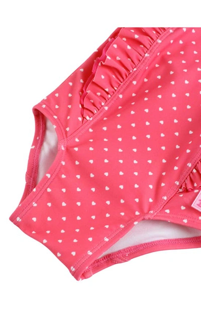 Shop Rufflebutts Kids' Hot Pink Heart Waterfall One-piece Swimsuit