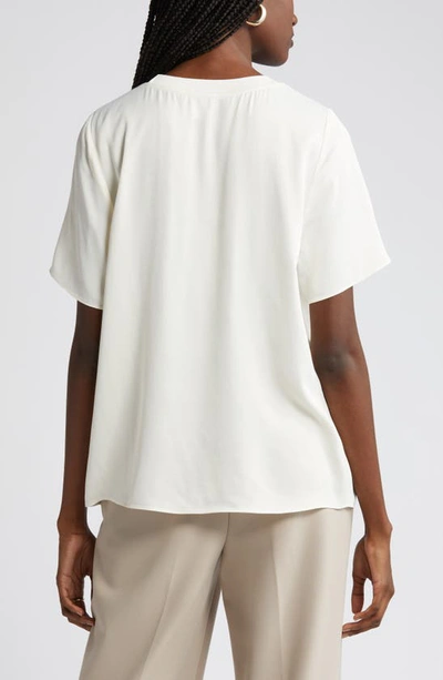 Nordstrom Rib Trim Woven T-shirt In Ivory Pristine