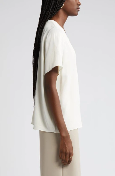 Nordstrom Rib Trim Woven T-shirt In Ivory Pristine