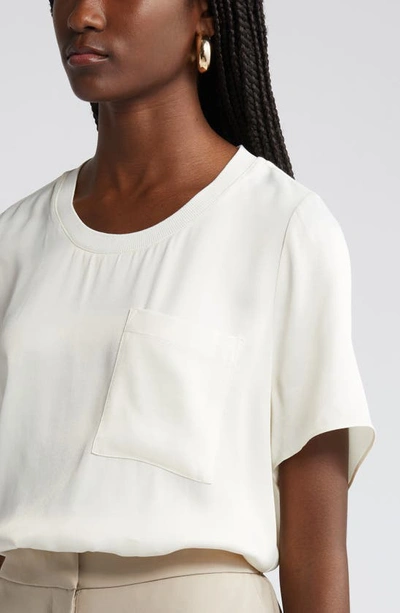 Nordstrom Rib Trim Woven T-shirt In Ivory Pristine