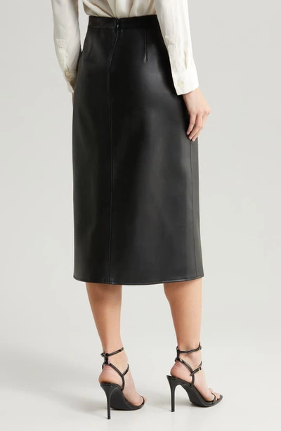L Agence L'agence Milann Faux Leather Midi Skirt In Black
