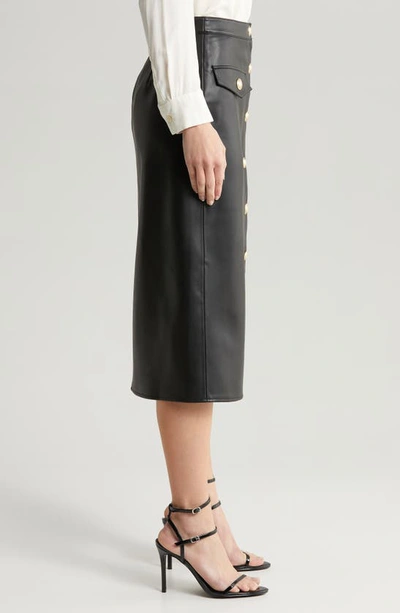 Shop L Agence Milann Faux Leather Midi Skirt In Black