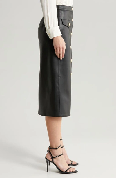 L Agence L'agence Milann Faux Leather Midi Skirt In Black