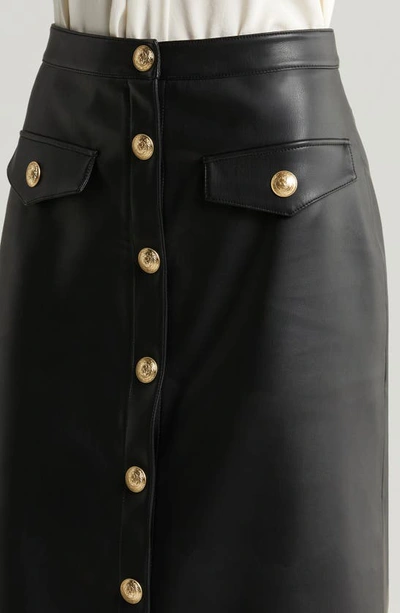 L Agence L'agence Milann Faux Leather Midi Skirt In Black