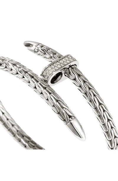 Shop John Hardy Spear Pavé Diamond Flex Bracelet In Silver And Gold