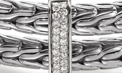 Shop John Hardy Spear Pavé Diamond Flex Bracelet In Silver And Gold