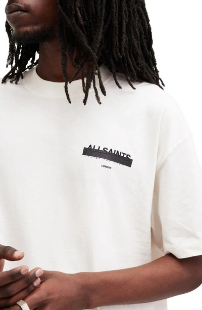 Shop Allsaints Redact Mock Neck Graphic T-shirt In Ashen White