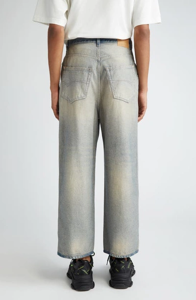 Shop Balenciaga Inside Out Nonstretch Denim Baggy Jeans In Organic Light Indigo Denim