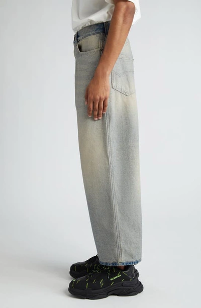 Shop Balenciaga Inside Out Nonstretch Denim Baggy Jeans In Organic Light Indigo Denim
