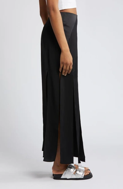 Shop Topshop Mix Media Splice Skirt In Black