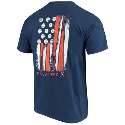 Shop Image One Navy Virginia Cavaliers Baseball Flag Comfort Colors T-shirt